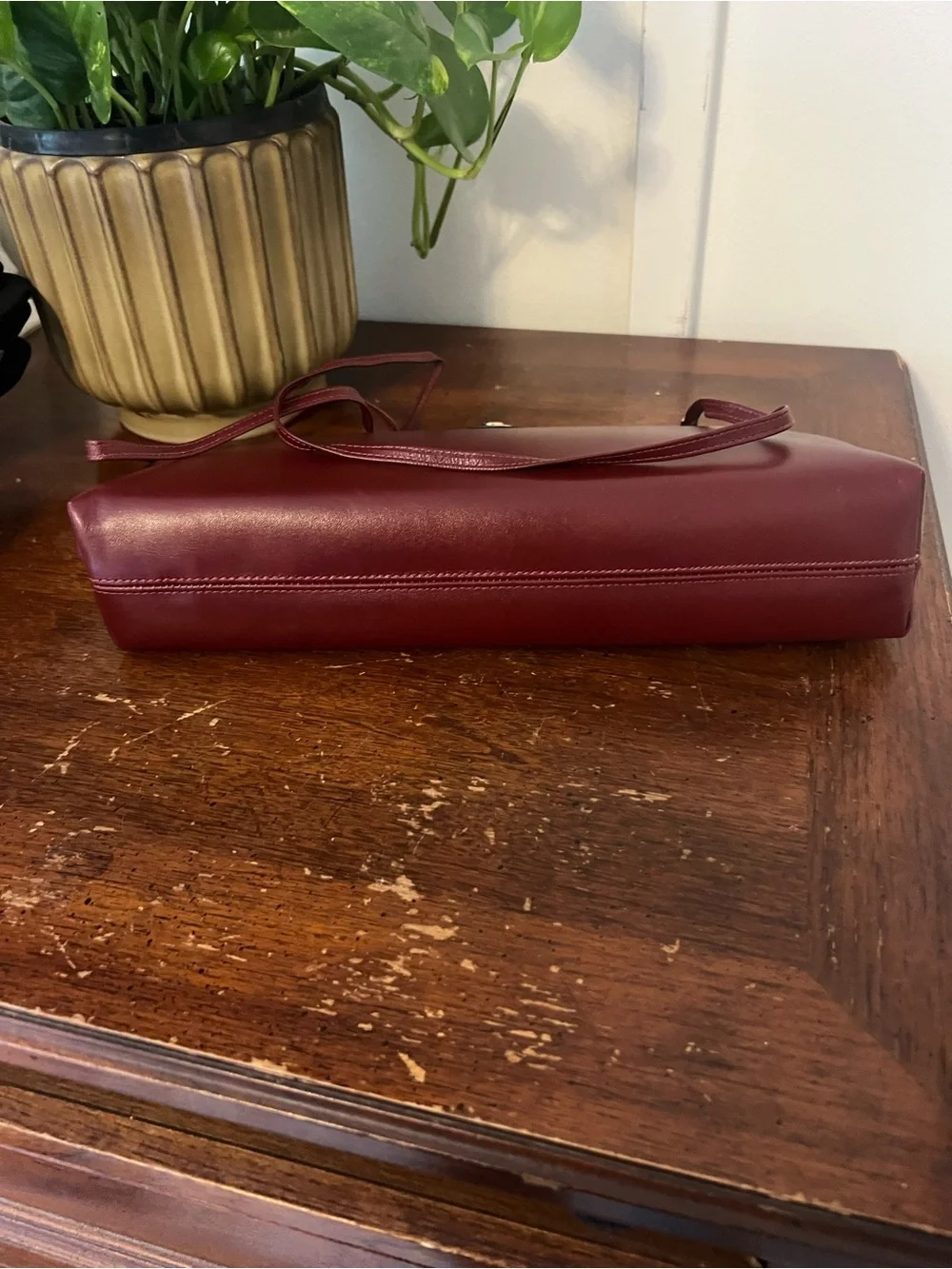 Vintage Etienne Aigner Burgundy Leather Frame Clutch Horseshoe Logo
